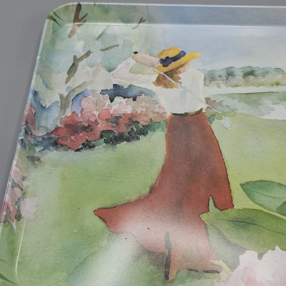 Vintage Melplus Melamine Judy Buswell Lady Golfer Serving Tray 17.5X12 In Italy